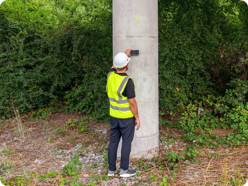 measure rebar cover round columns beams Profometer PM8000 cover meter